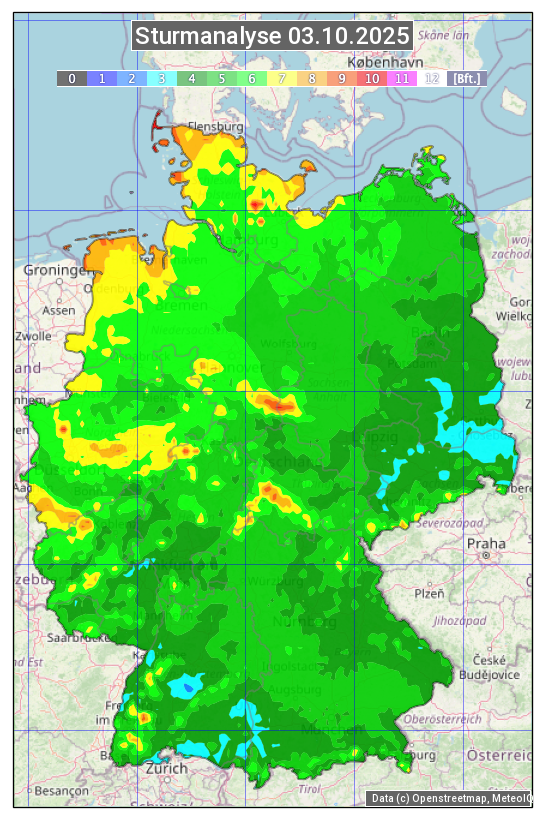 Karte mit Unwetteranalyse