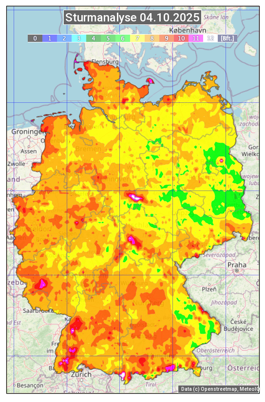 Karte mit Unwetteranalyse