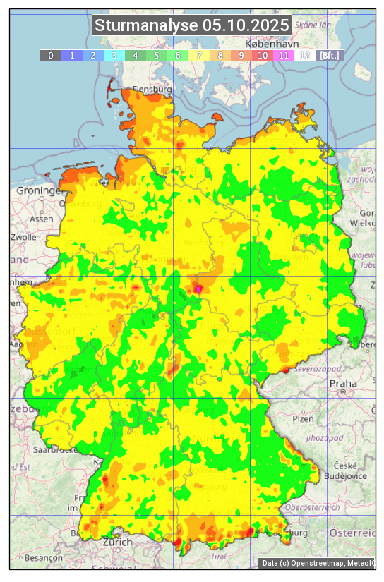 Karte mit Unwetteranalyse