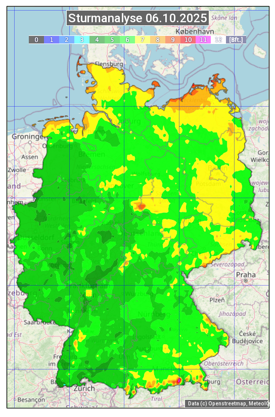 Karte mit Unwetteranalyse