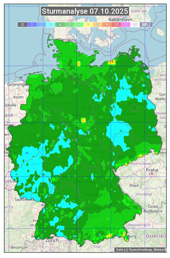 Karte mit Unwetteranalyse