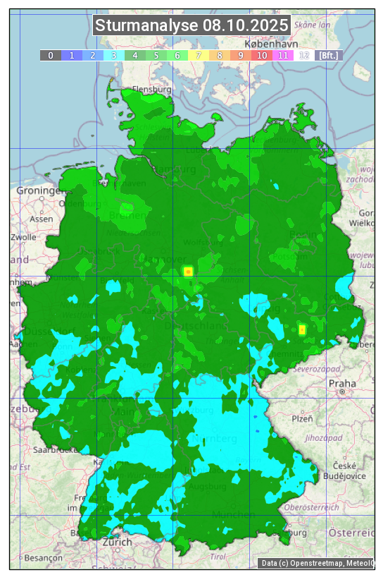 Karte mit Unwetteranalyse
