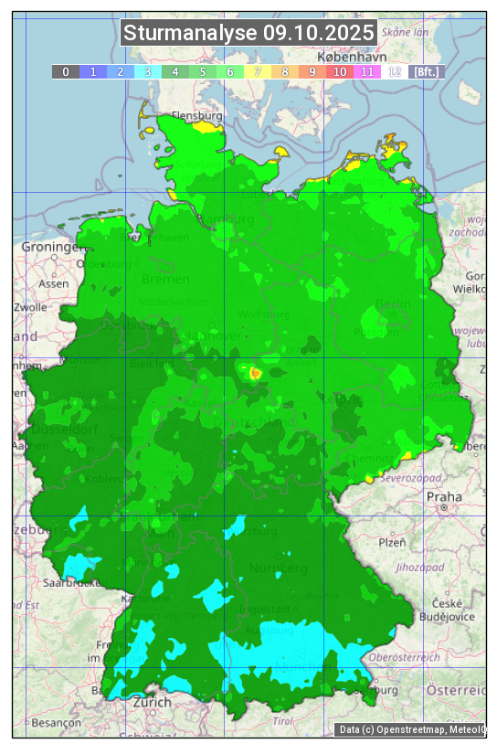 Karte mit Unwetteranalyse