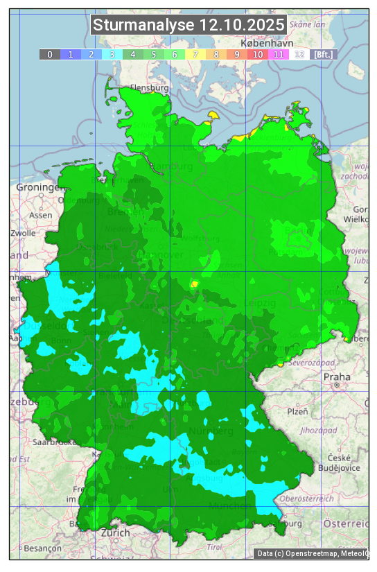 Karte mit Unwetteranalyse