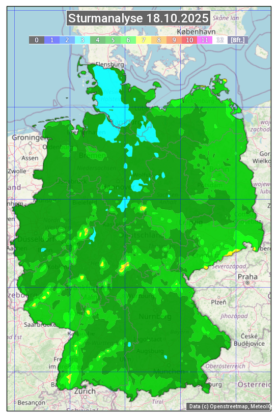 Karte mit Unwetteranalyse