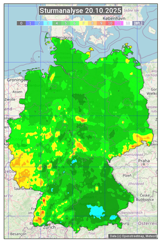 Karte mit Unwetteranalyse