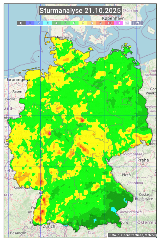 Karte mit Unwetteranalyse