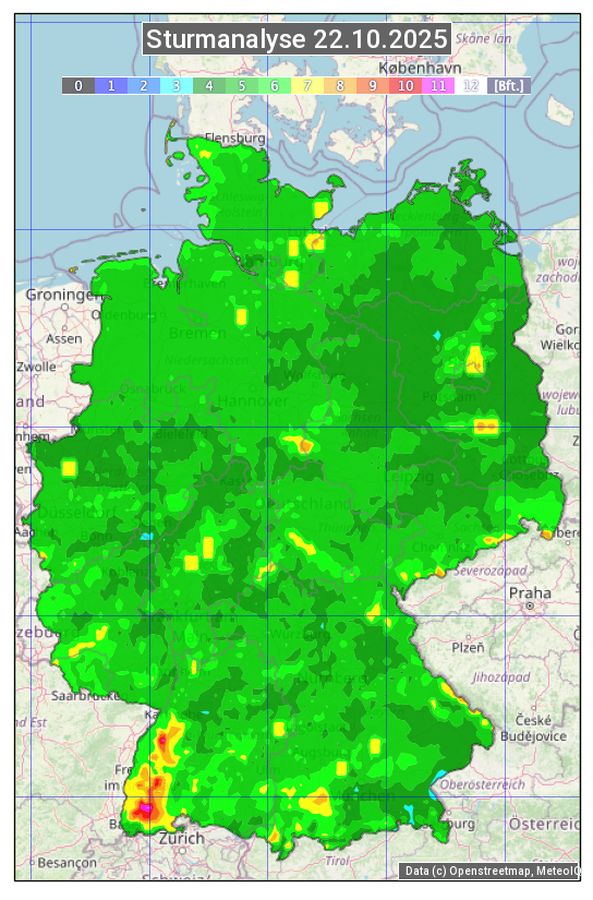 Karte mit Unwetteranalyse