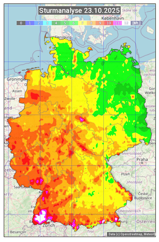 Karte mit Unwetteranalyse