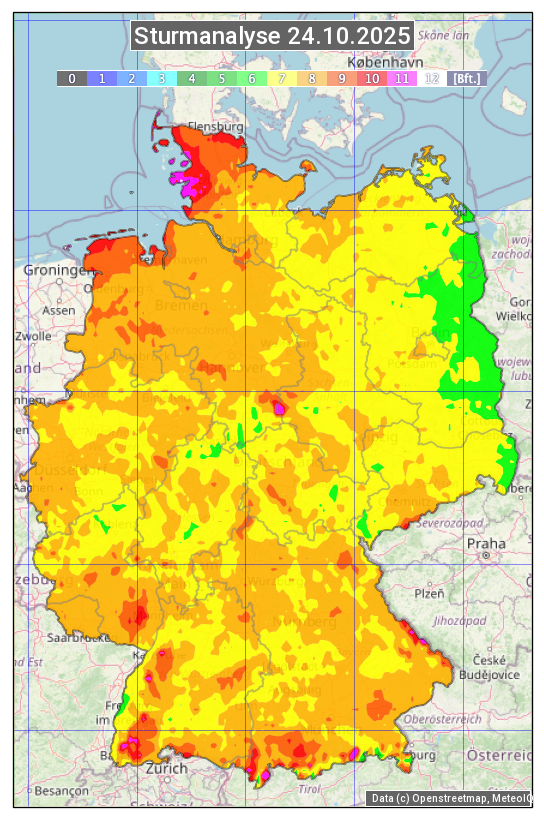 Karte mit Unwetteranalyse