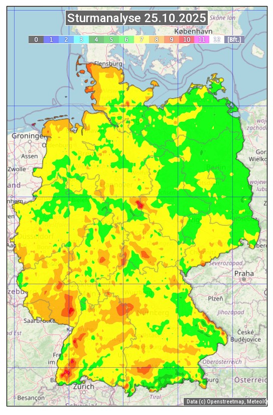 Karte mit Unwetteranalyse