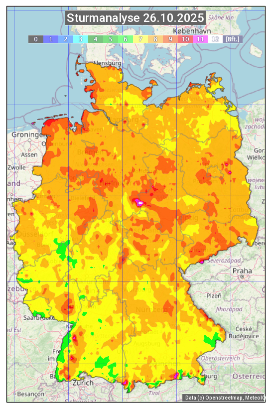 Karte mit Unwetteranalyse