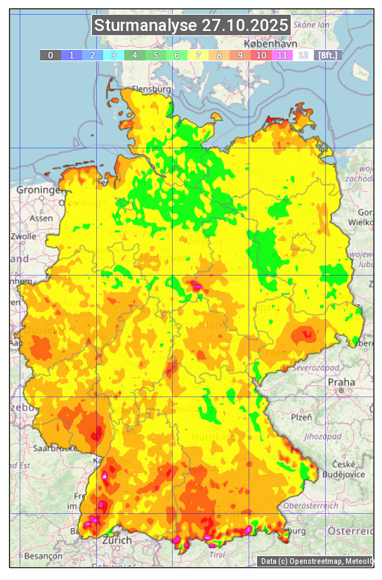Karte mit Unwetteranalyse