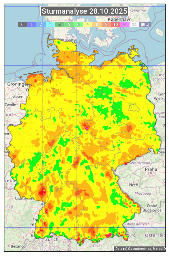 Karte mit Unwetteranalyse