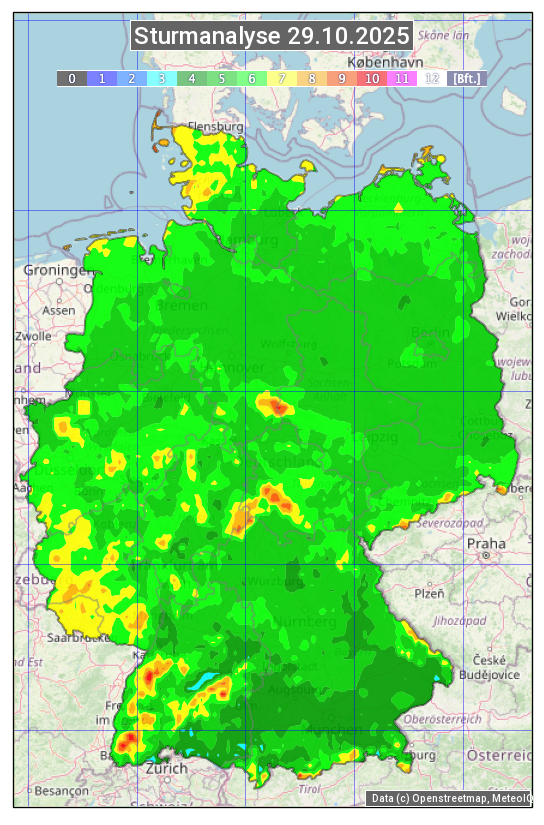 Karte mit Unwetteranalyse