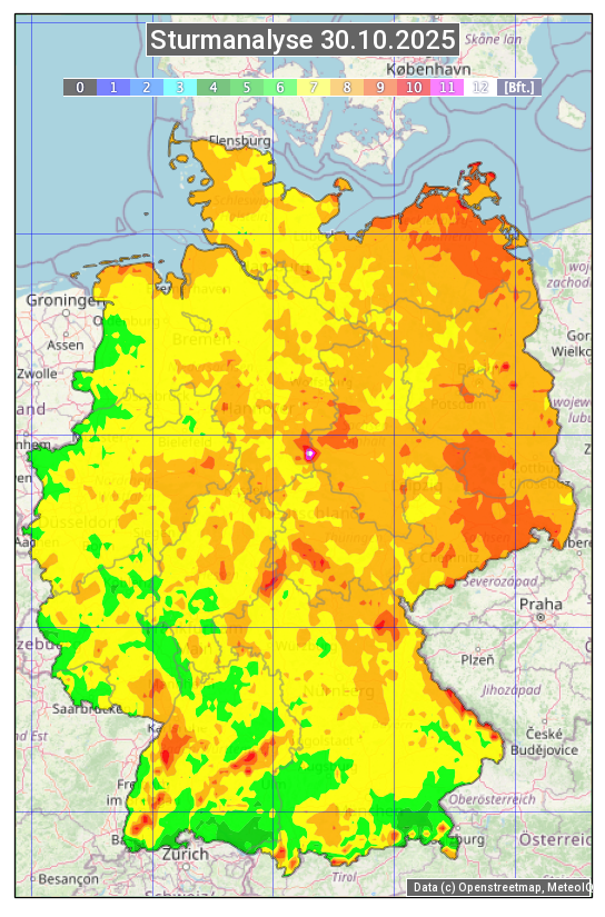 Karte mit Unwetteranalyse