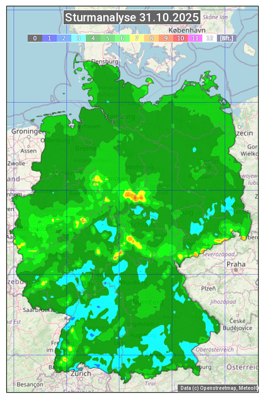 Karte mit Unwetteranalyse