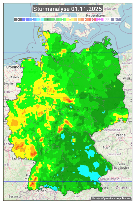 Karte mit Unwetteranalyse