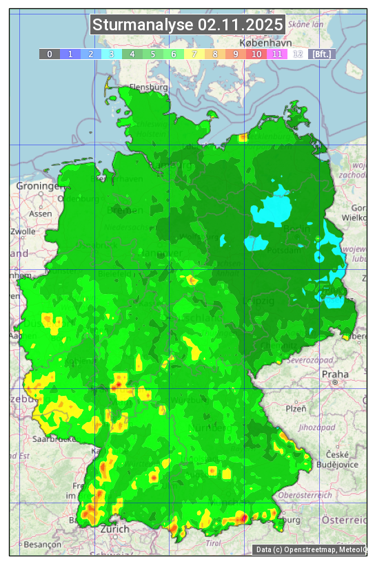 Karte mit Unwetteranalyse