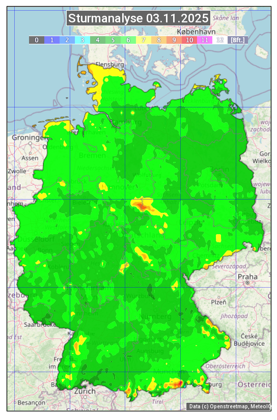 Karte mit Unwetteranalyse