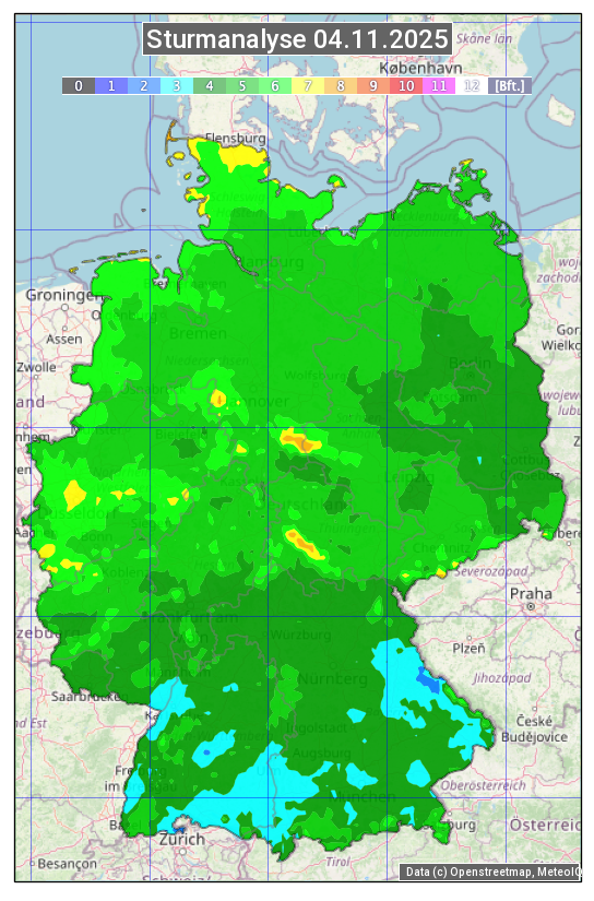 Karte mit Unwetteranalyse