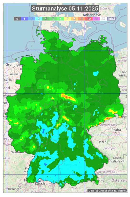 Karte mit Unwetteranalyse