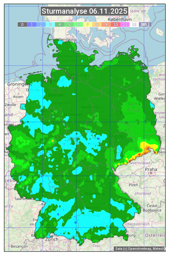 Karte mit Unwetteranalyse