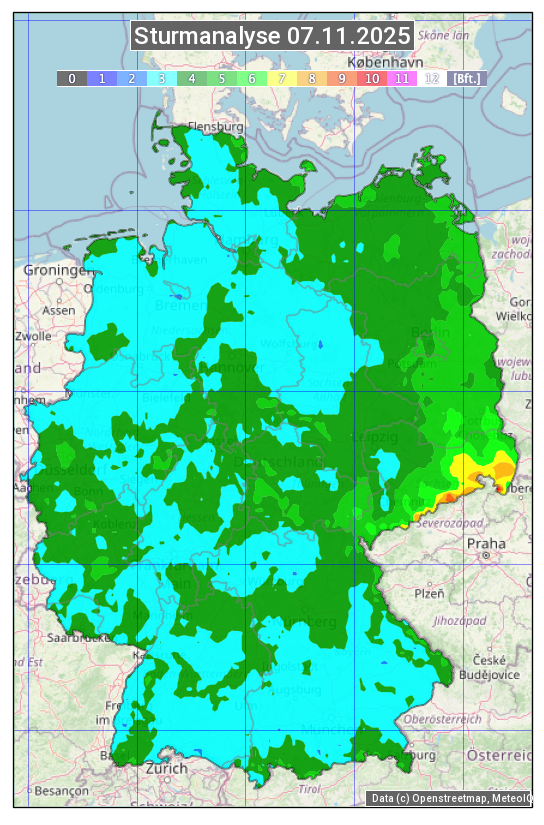 Karte mit Unwetteranalyse
