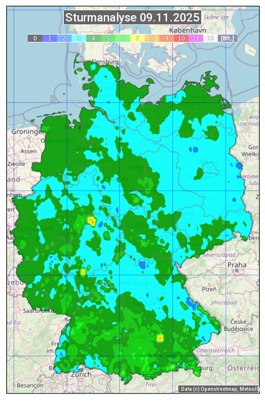 Karte mit Unwetteranalyse