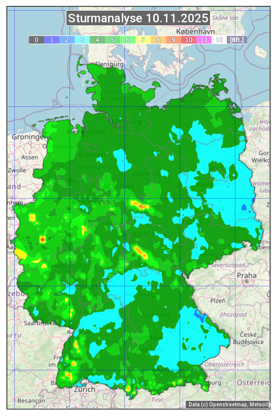 Karte mit Unwetteranalyse