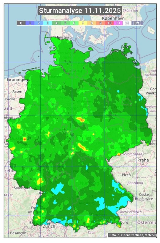 Karte mit Unwetteranalyse