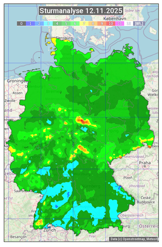 Karte mit Unwetteranalyse
