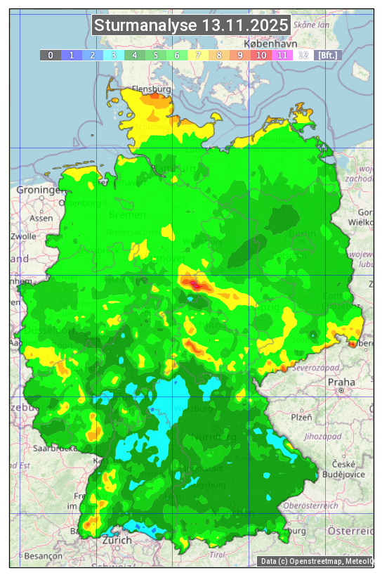 Karte mit Unwetteranalyse