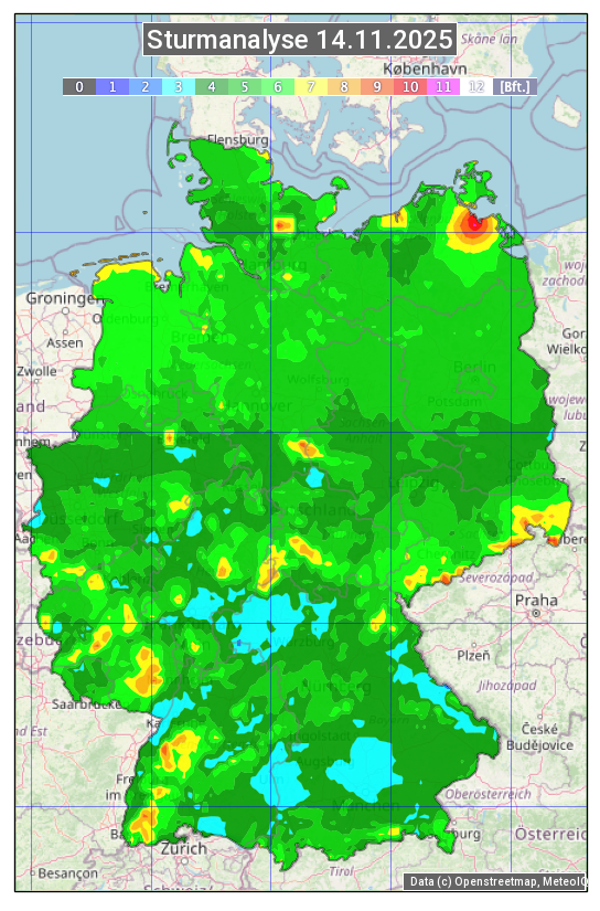 Karte mit Unwetteranalyse