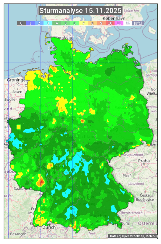 Karte mit Unwetteranalyse