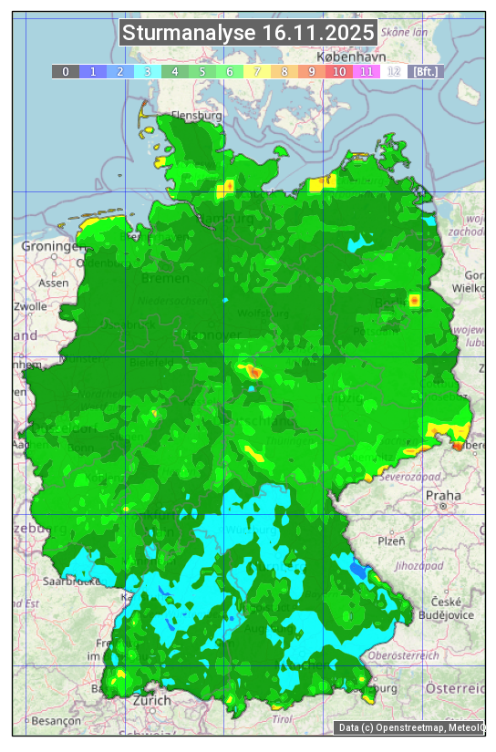 Karte mit Unwetteranalyse