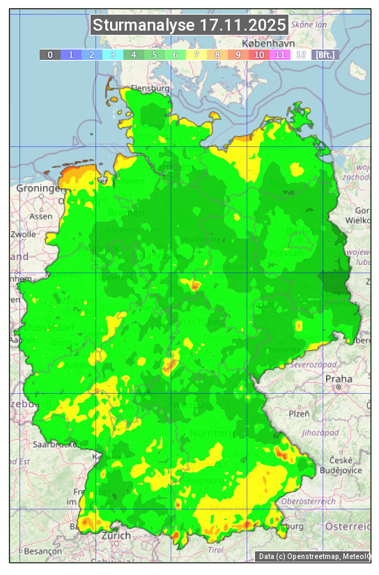 Karte mit Unwetteranalyse