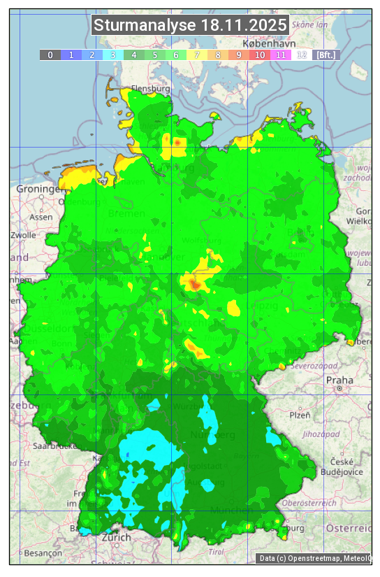 Karte mit Unwetteranalyse
