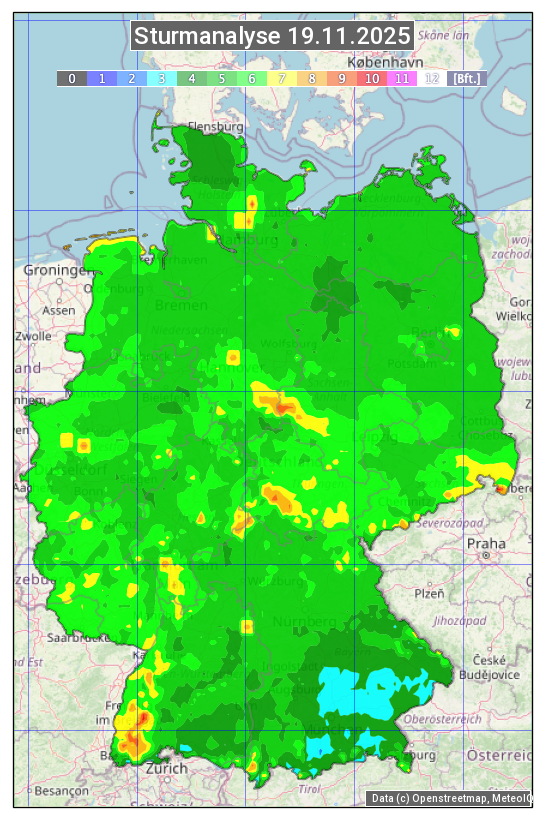 Karte mit Unwetteranalyse