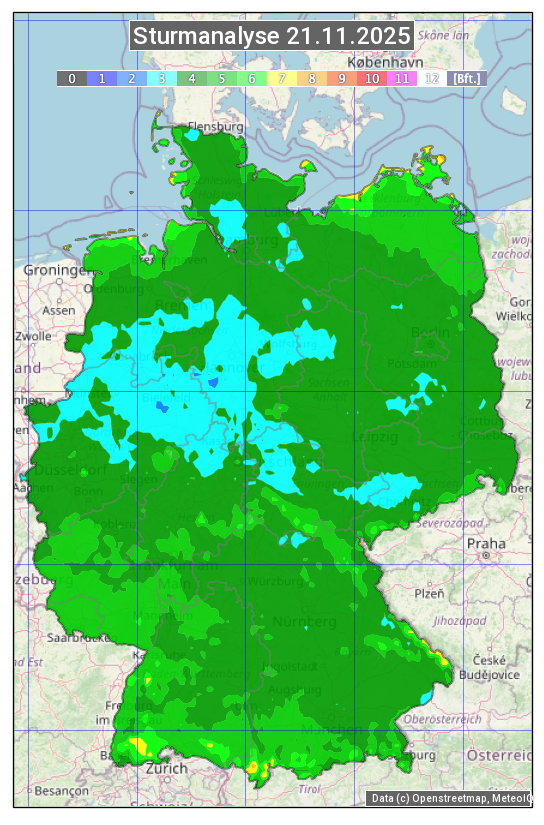 Karte mit Unwetteranalyse