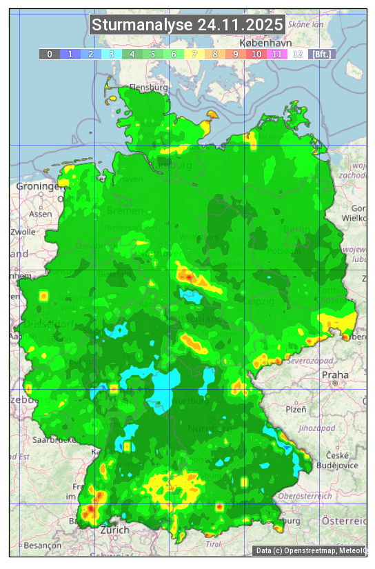Karte mit Unwetteranalyse