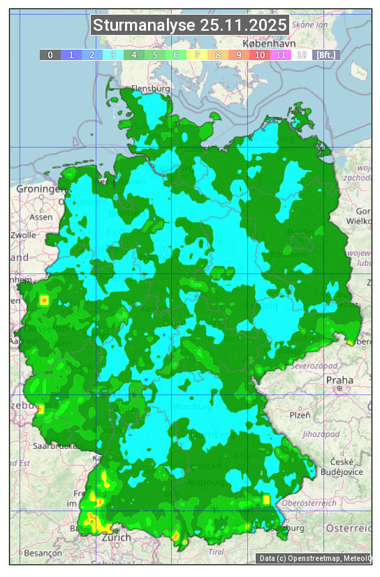 Karte mit Unwetteranalyse