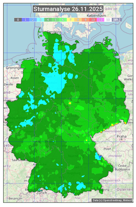 Karte mit Unwetteranalyse