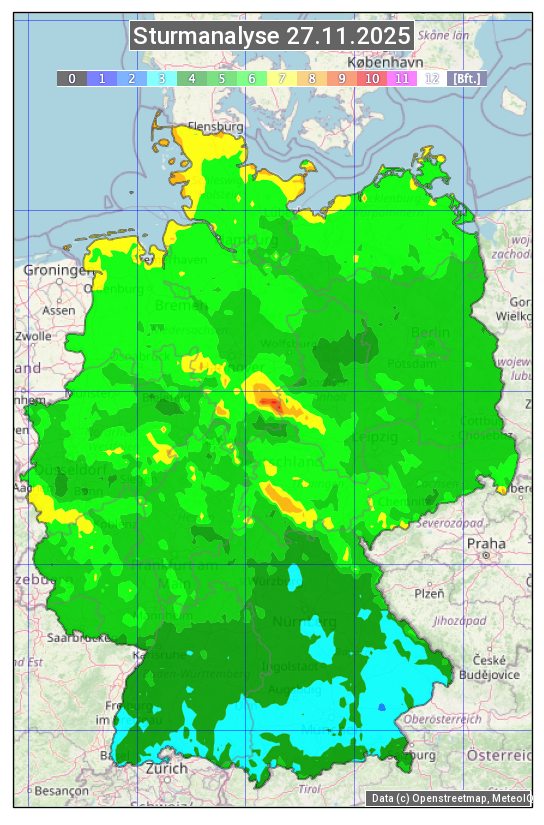 Karte mit Unwetteranalyse