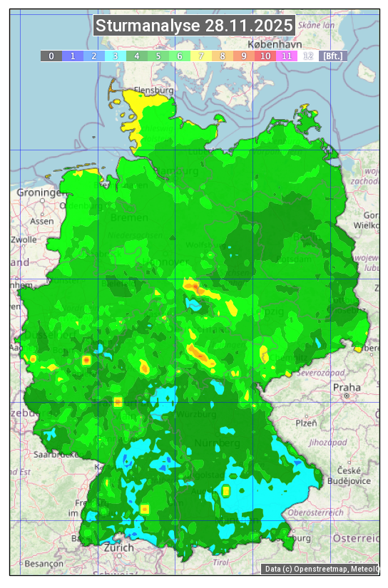 Karte mit Unwetteranalyse