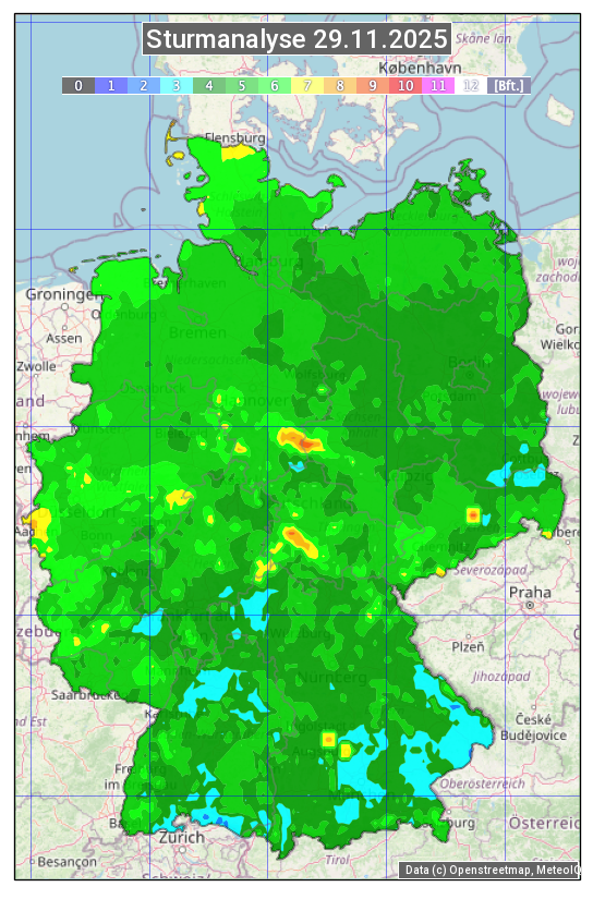 Karte mit Unwetteranalyse