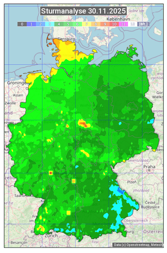 Karte mit Unwetteranalyse