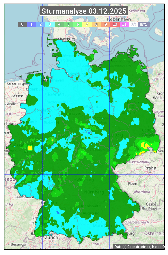Karte mit Unwetteranalyse