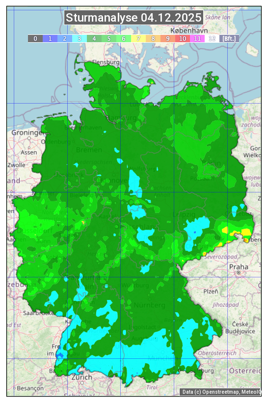 Karte mit Unwetteranalyse