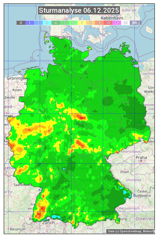 Karte mit Unwetteranalyse